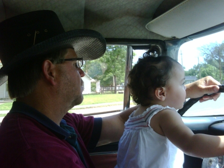 Destiny & Grandpa driving the '56 Ford