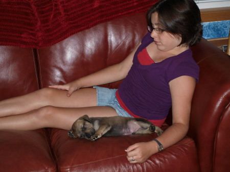 samantha with tnew dog ozzy