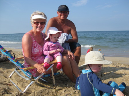 With the grandkids at the North Carolina beach