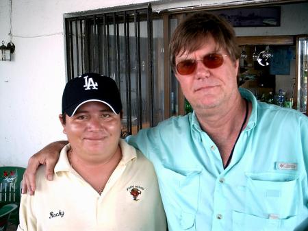 W/ Rocky at Papa Hog's, Cozumel, after a dive