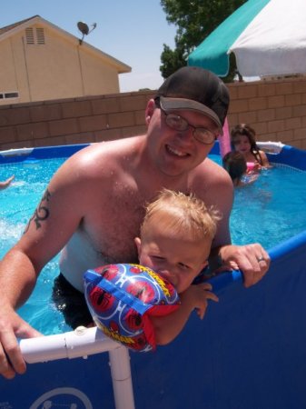 Joey and Son JJ in the pool