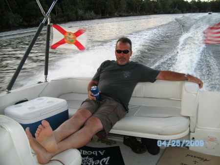 Chillin with a cold one on my boat