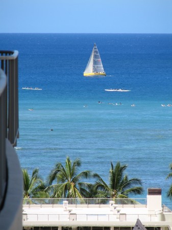 Scene from hotel room in Honolulu