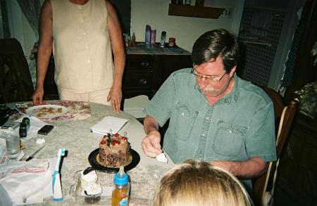 Pops Birthday cake and gifts