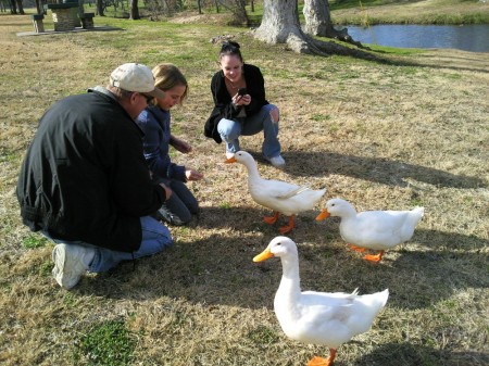 Darrell and his kids feeding the ducks
