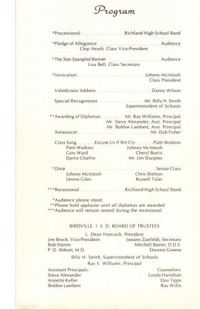 Class of 1979 Commencement Program