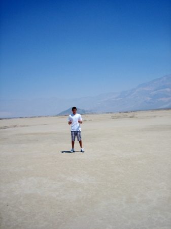 Mitch on the floor of Death Valley 120degree's