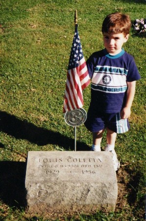 Nick at Dad's headstone in 1997