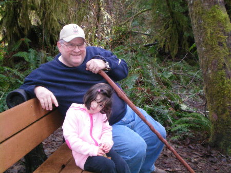 Relaxing on Bench at Rocky creek with Granddau