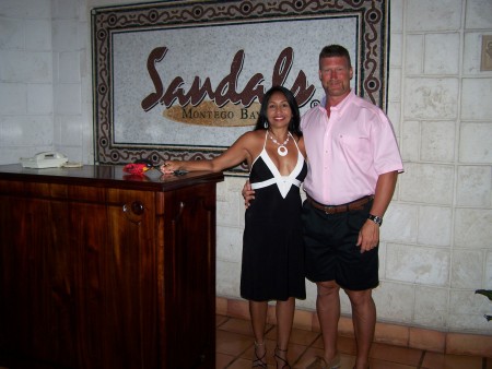 My husband and I at Sandals Resort