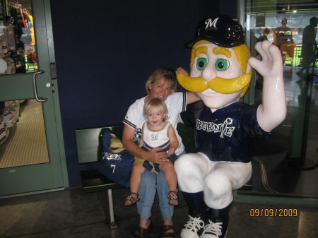 Emma & Grandma with Bernie Brewer