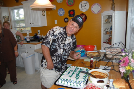 The birthday boy and his cake.