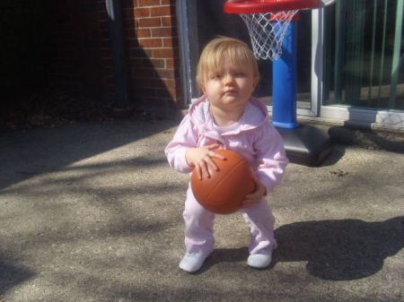 Bella playing basket ball
