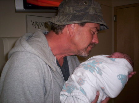 Grandpa Doug's first look at Baby Jayden