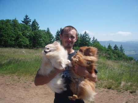 My Son Corey and my poms at Pisgah