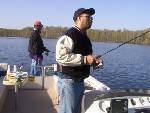 Ramon fishing on boat