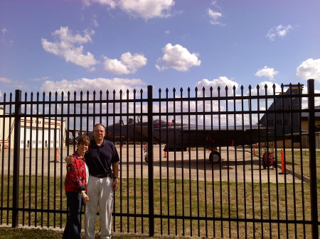 My wife and I in front of an F-15