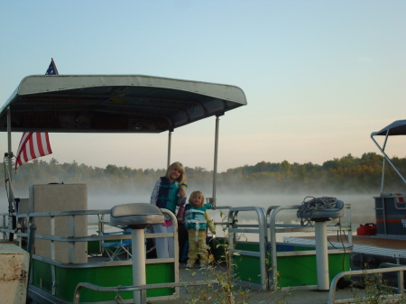 Girls playing on the pontoon