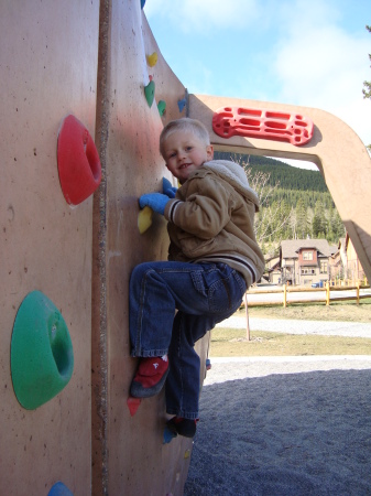 Grandson Josh on climbing wall