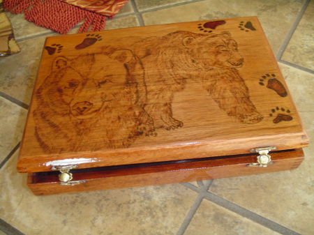 Pyrographic Lifelike Bear Keepsake Gift Box