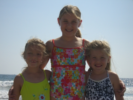 At beach at Carlsbad with 3 oldest grandkids