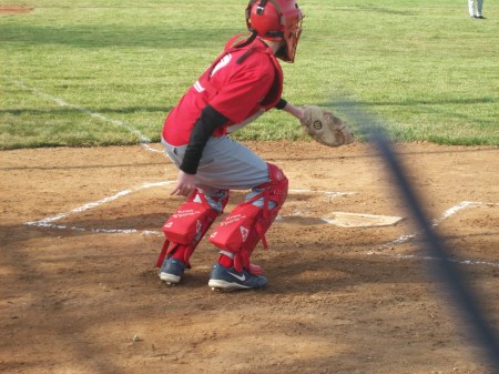 My son playing baseball