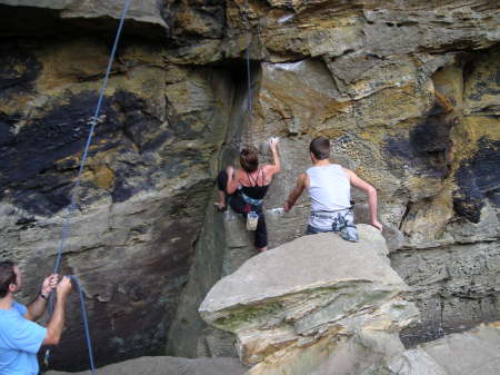 Climbing on a 5.12b