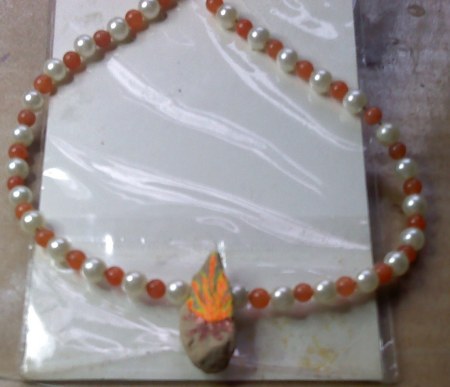 Fire Rock w/Pearl & Orange Beads