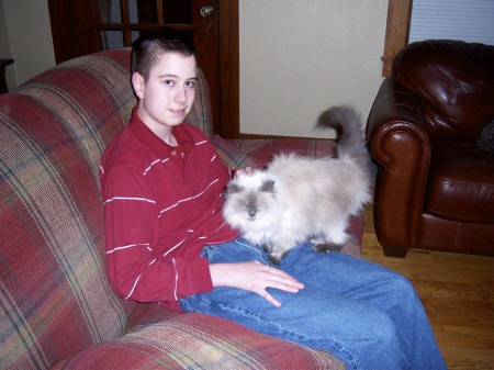 My son Zach and his cat Misty