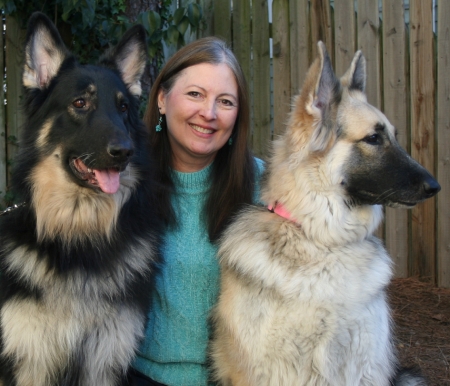 Terri with two of our Shiloh Shepherds