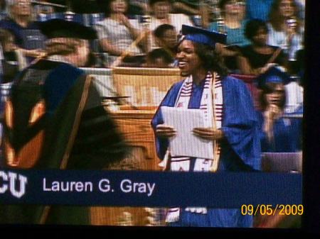 Lauren on the Jumbotron At Graduation