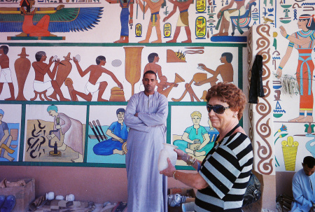 Carole at Aswan pottery factory