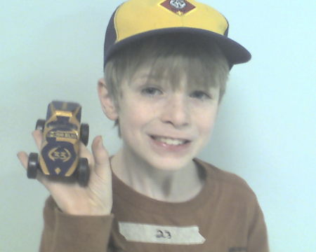 Zach at Wolf Scouts-Pine Wood Derby Winner