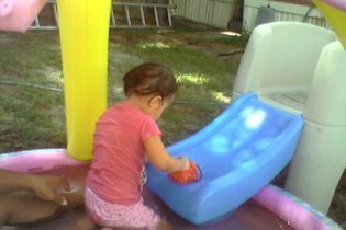 she pulled the slide into the pool