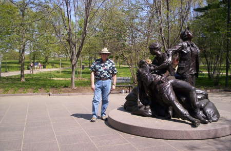 Me by the military nurse memorial