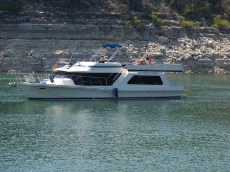 Here we are enjoying our boat on Lake Travis