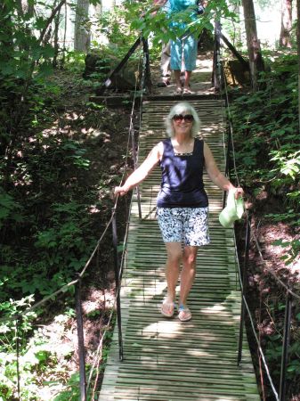 On a swinging bridge - Summer 2009