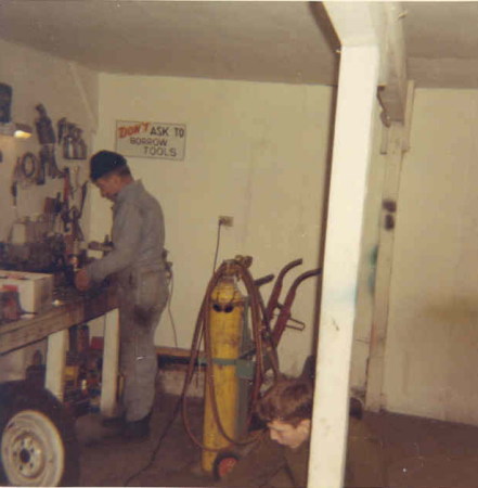 cleaning car parts in the home shop, early '70