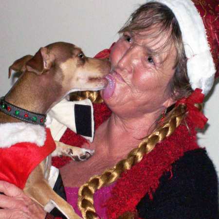 Santa Paws kissing Mommy!