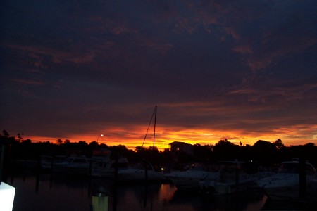 sunrise off the bow of "THE LADY STAR"