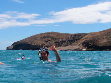 The youngest son "John" snorkelling in Hanauma