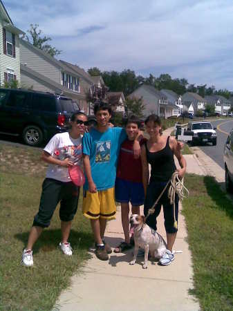 Brad and Blake with cousins and dog in 2009