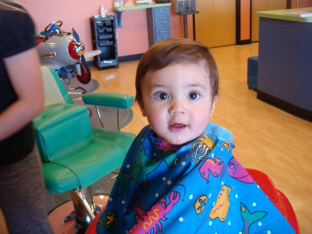 My grandson Ricky's firt haircut