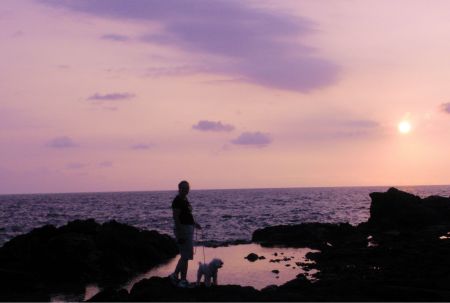 Charlie Girl & me, walking at sunset