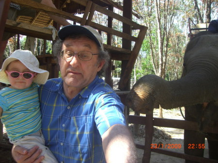 John & Aviva with elephant