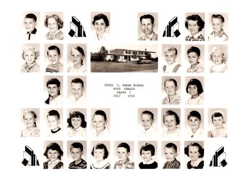 1957 1st Grade Miss Gualco Mr. Hayes, Principal