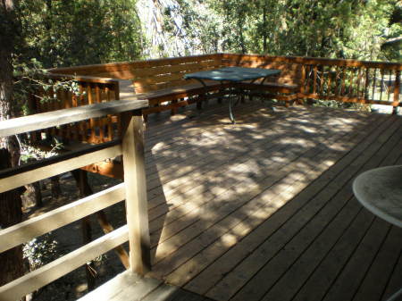 The back deck at the cabin in Idyllwild.