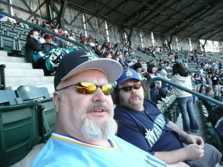 Me and son Jason at the ballpark.