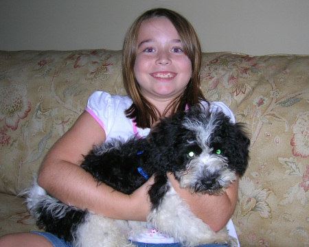 Daughter Chloe and new puppy Charlie