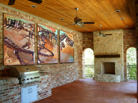 Triptych Dinosaur art for patio